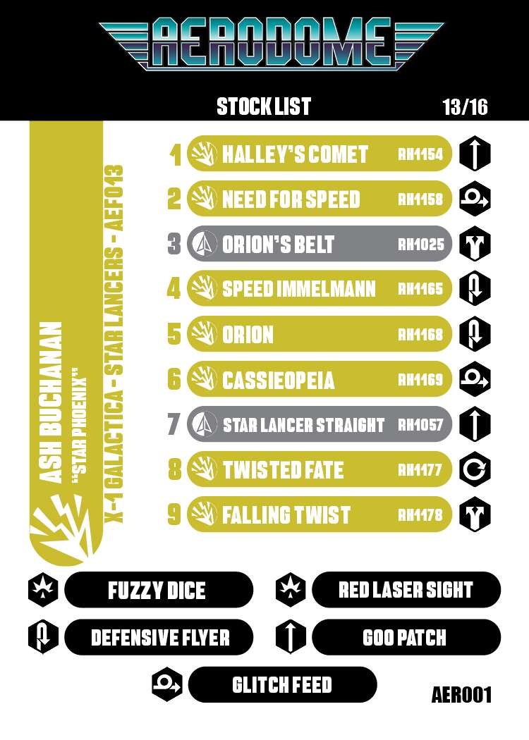 A Stock Card listing a deck idea for Ash Buchanan