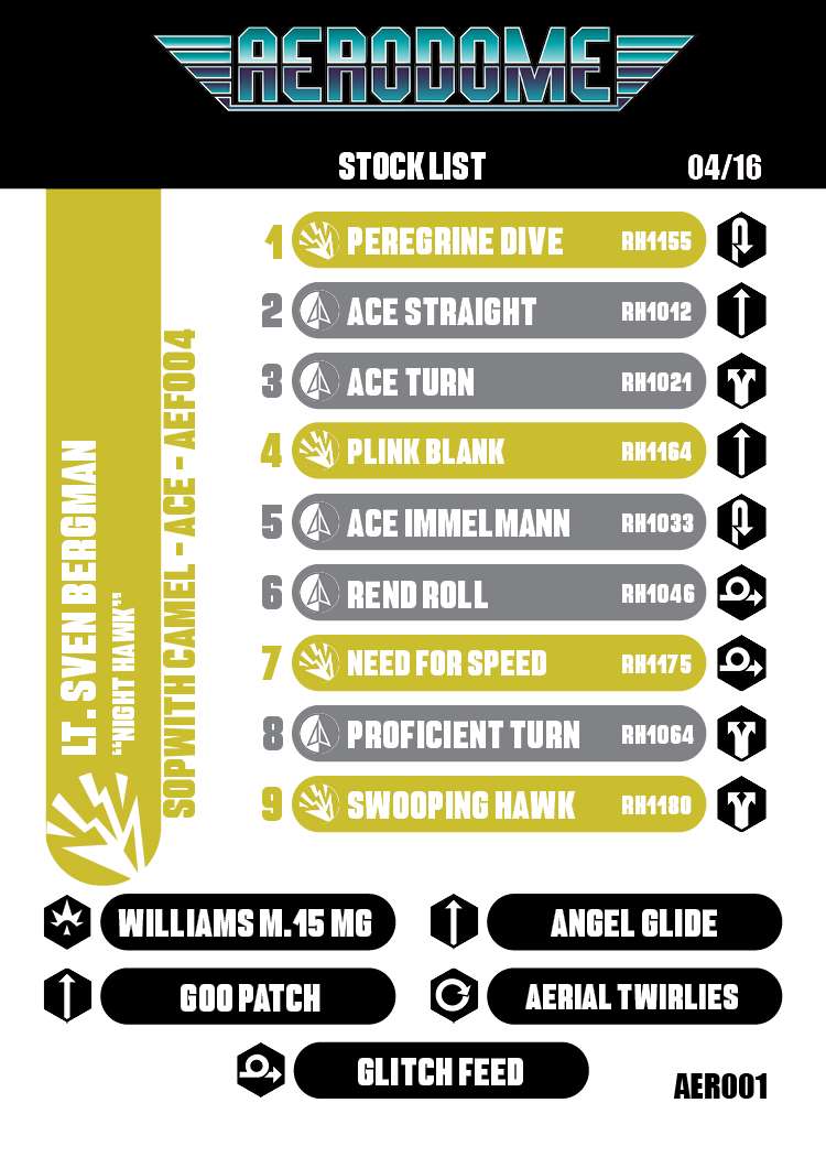 A Stock Card listing a deck idea for Sven Bergman