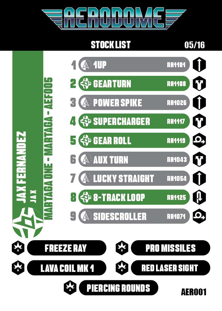 A Stock Card listing a deck idea for Jax Fernandez